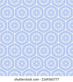 Abstract seamless blue geometric hexagons pattern. Vector art.