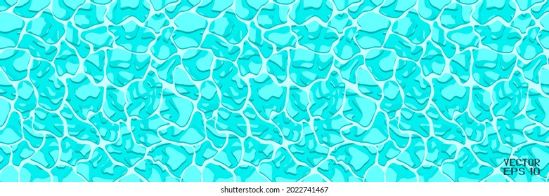 Abstract Seamless Blue- Green Geometric Pattern With Waves. Cellular Texture Of Liquid. Vector. 3D Illustration