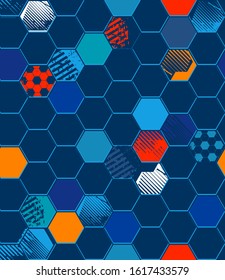 Abstract seamless blue grunge football pattern for fashion textile, clothes, wrapping paper. Sport repeated print for boy, textile, clothes, wrapping paper. 