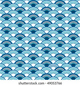 Abstract seamless blue pattern with  concentric circles (vector)