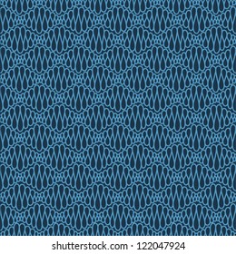 Abstract seamless blue pattern with curly lines. Vector illustration