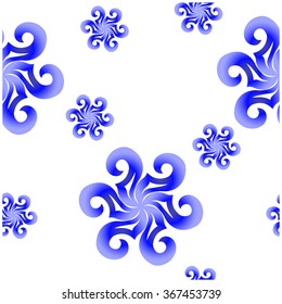 Abstract seamless blue pattern on a white background