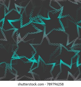 Abstract seamless blue stars pattern. Monochrome repeated backdrop for boys, girls, textile, clothes, wrapping paper. Decorative night sky wallpaper.