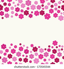 the abstract seamless boarder made out of pink flowers / the pink flowers border / the flower background