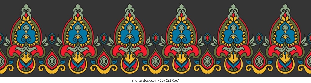 Abstract seamless border, ethnic tribal fabric border
