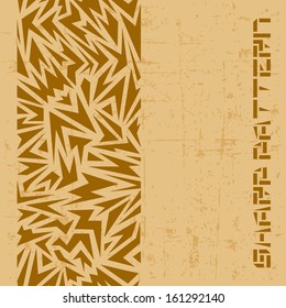 Abstract seamless border made of brown sharp shapes on grunge paper background