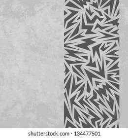 Abstract seamless border made of gray sharp shapes on grunge background