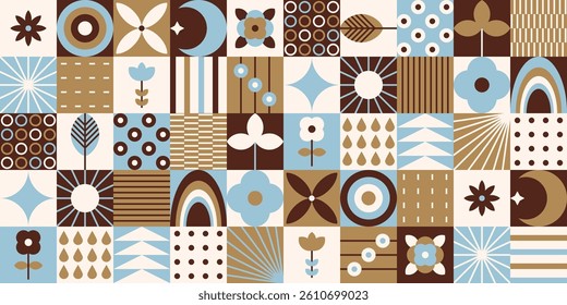 Abstract Seamless Border Pattern with Nature Geometric Elements