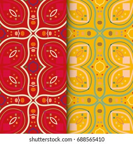 Abstract seamless borders patterns set with doodle graphic texture. Colorful seamless geometric backgrounds. Tribal ethnic arabic, indian ornament. Fashion collection for textile fabric, paper print