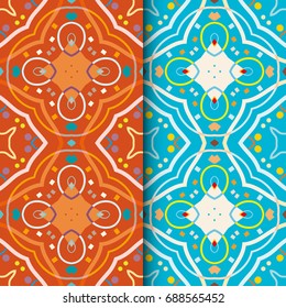 Abstract seamless borders patterns set with doodle graphic texture. Colorful seamless geometric backgrounds. Tribal ethnic arabic, indian ornament. Fashion collection for textile fabric, paper print