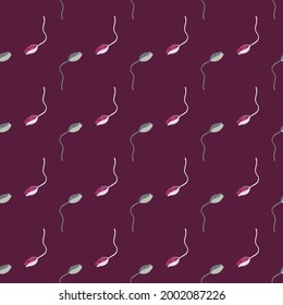 Resumen de un patrón botánico sin fisuras con pequeñas formas de siluetas de brotes de amapola. Fondo oscuro rosa. Estilo floral. Ilustración bursátil. Diseño vectorial para textiles, tela, giftwrap, papel pintado.