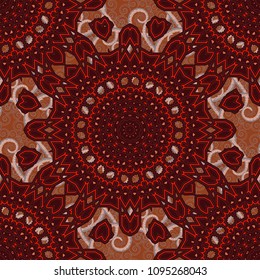 Abstract seamless bright background from picturesque stylized beige, pink and brown flowers. Lovely seamless pattern. Vector background with flowers. Fabric for summer tropical holiday.
