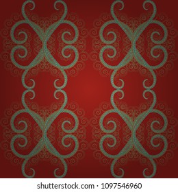 Abstract seamless bright background from picturesque stylized brown, red and green flowers. Vector background with flowers. Fabric for summer tropical holiday. Lovely seamless pattern.