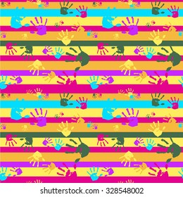 Abstract seamless bright colorful vector background with palms and strips/Seamless  vector background with palms/Abstract seamless bright colorful vector background with palms and strips