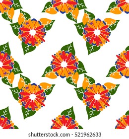 Abstract seamless bright floral background with summer flowers