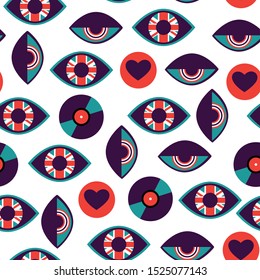  abstract seamless british pattern with eyes pop art style