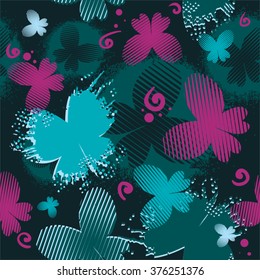 Abstract seamless butterflies pattern. Grunge background for girls. Beautiful creative wallpaper.
