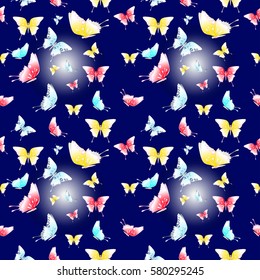 The abstract seamless butterfly pattern, fabric print, cloth texture, background