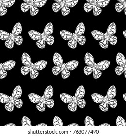 Abstract seamless butterfly pattern for girls or boys. Creative vector background with butterfly, wing. Funny wallpaper for textile and fabric. Fashion butterfly pattern style. Coloring monochrome