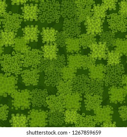Abstract seamless camouflage colored green leaves. Background consisting of stripes and brush strokes.