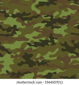 Abstract seamless camouflage pattern on a green background. Print for printing. Vector.