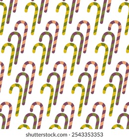 Abstract Seamless candy cane pattern  on a white background. Christmas stiped candy cane vector illustration. design for kids, fabric, texture, gift wrapping , wallpaper, background, and textile print