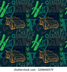 Abstract seamless cars pattern for boy on background. Childish style wheel auto repeated backdrop.