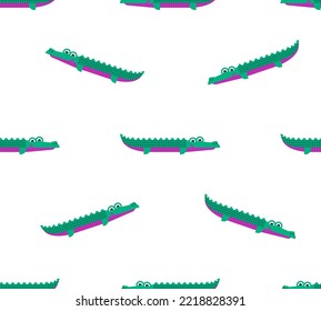 Abstract seamless cartoon crocodile pattern. Alligator repeat print for kids tetxtile, fashion clothes, wrapping paper.