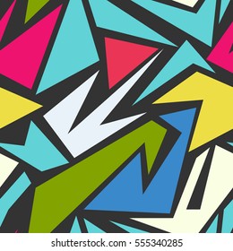 Abstract seamless chaotic pattern with geometric element. Background for boys and girls, textile and fabric. Urban modern dark wallpaper.