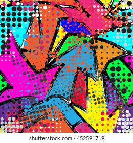 Abstract seamless  chaotic  pattern for textile. Wallpaper with neon lightning geometric elements for guys. Modern grunge background. pattern for boys and girls.