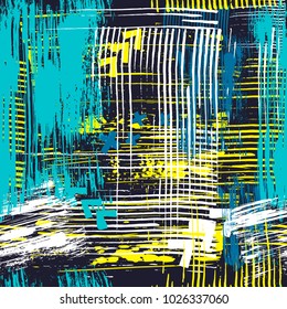 Abstract seamless chaotic pattern with urban geometric elements, for textile.