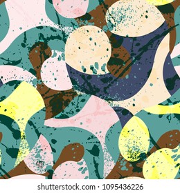 Abstract seamless chaotic pattern with urban geometric elements. Modern grunge background.