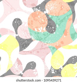 Abstract seamless chaotic pattern with urban geometric elements. Modern grunge background. 