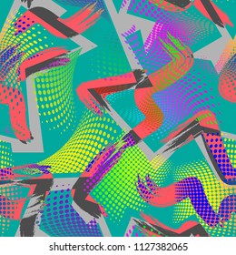 Abstract seamless chaotic pattern with urban geometric elements , for textile. Modern grunge background . Wallpaper for boys and girls