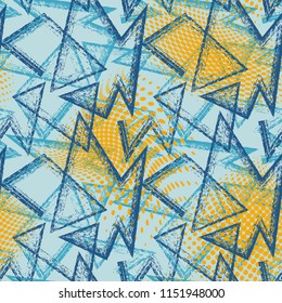 Abstract seamless chaotic pattern with urban geometric elements , for textile. Modern grunge background . Wallpaper for boys and girls