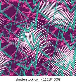 Abstract seamless chaotic pattern with urban geometric elements , for textile. Modern grunge background . Wallpaper for boys and girls