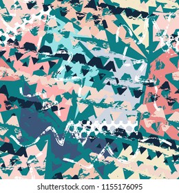 Abstract seamless chaotic pattern with urban geometric elements , for textile. Modern grunge background . Wallpaper for boys and girls