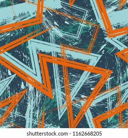 Abstract seamless chaotic pattern with urban geometric elements , for textile. Modern grunge background . Wallpaper for boys and girls