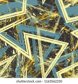 Abstract seamless chaotic pattern with urban geometric elements , for textile. Modern grunge background . Wallpaper for boys and girls