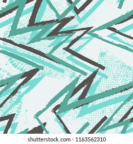 Abstract seamless chaotic pattern with urban geometric elements , for textile. Modern grunge background . Wallpaper for boys and girls