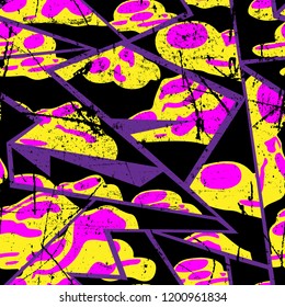 Abstract seamless chaotic pattern with urban geometric elements , for textile. Modern grunge background .