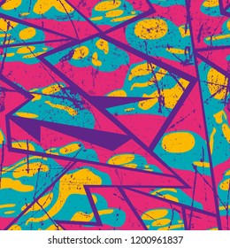 Abstract seamless chaotic pattern with urban geometric elements , for textile. Modern grunge background .