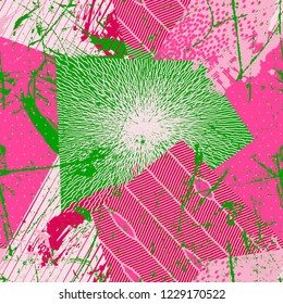 Abstract seamless chaotic pattern with urban strange geometric elements. Texture pattern for covers, banners, booklets, etc. For web or printed media.