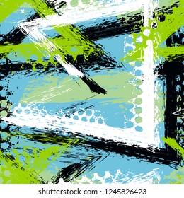 Abstract seamless chaotic pattern with urban geometric elements , for textile. Modern grunge background . Wallpaper for boys and girls