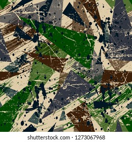Abstract seamless chaotic pattern with urban geometric elements , for textile. Modern grunge background .