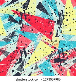 Abstract seamless chaotic pattern with urban geometric elements , for textile. Modern grunge background .