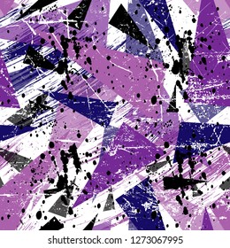 Abstract seamless chaotic pattern with urban geometric elements , for textile. Modern grunge background .