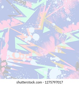 Abstractas patrón caótico sin fisuras con Elementos geométricos urbanos, para textil. Fondo de grunge moderno . Fondo de pantalla para niños y niñas