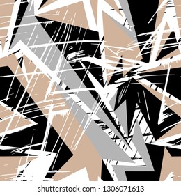 Abstract seamless chaotic pattern with urban geometric elements. Texture pattern for cloth, design, covers, banners, booklets, etc.