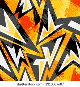 Abstract seamless chaotic pattern with urban geometric elements , for textile. Modern grunge background . Wallpaper for boys and girls